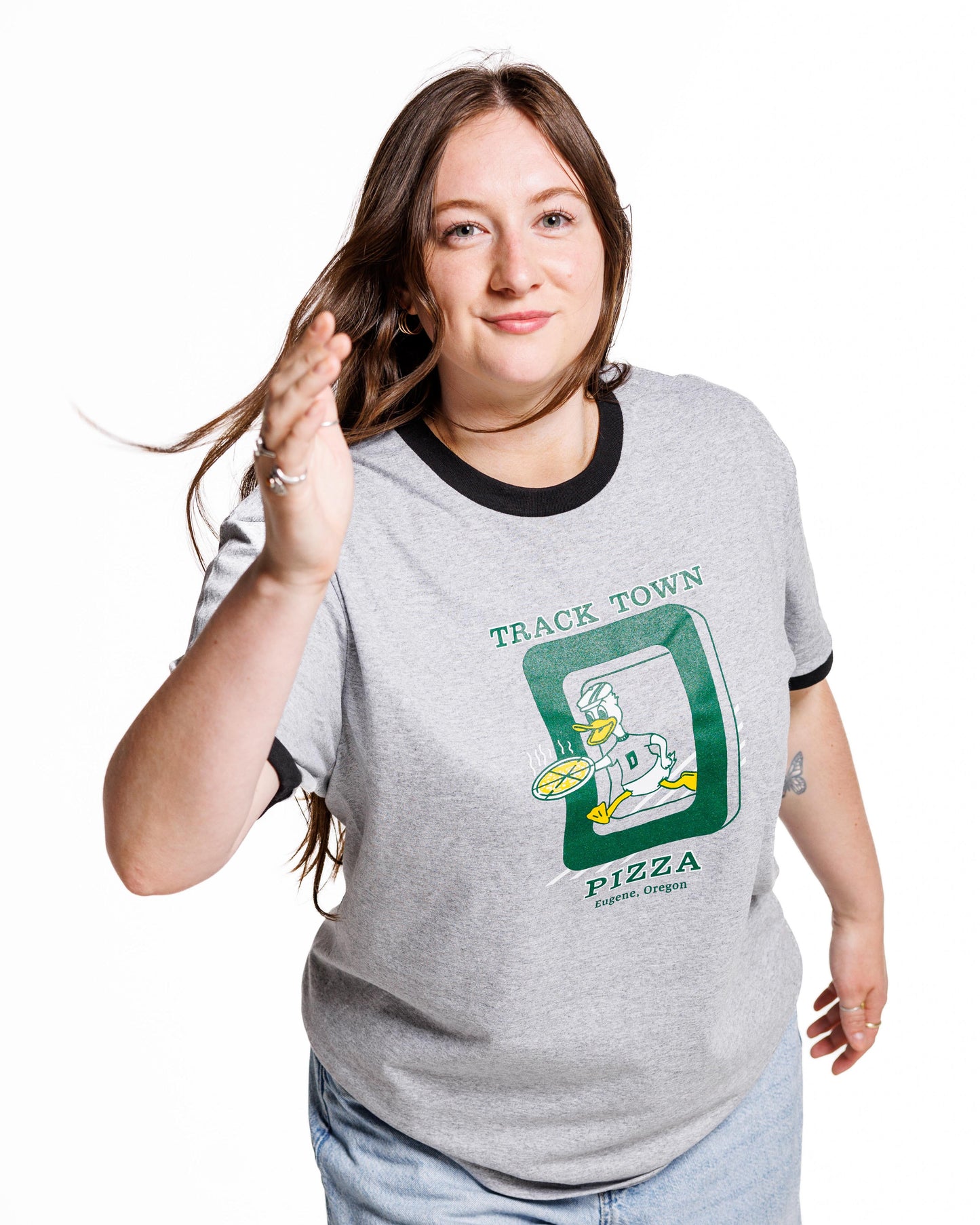 Port & Company Cotton Ringer Tee Retro Logo