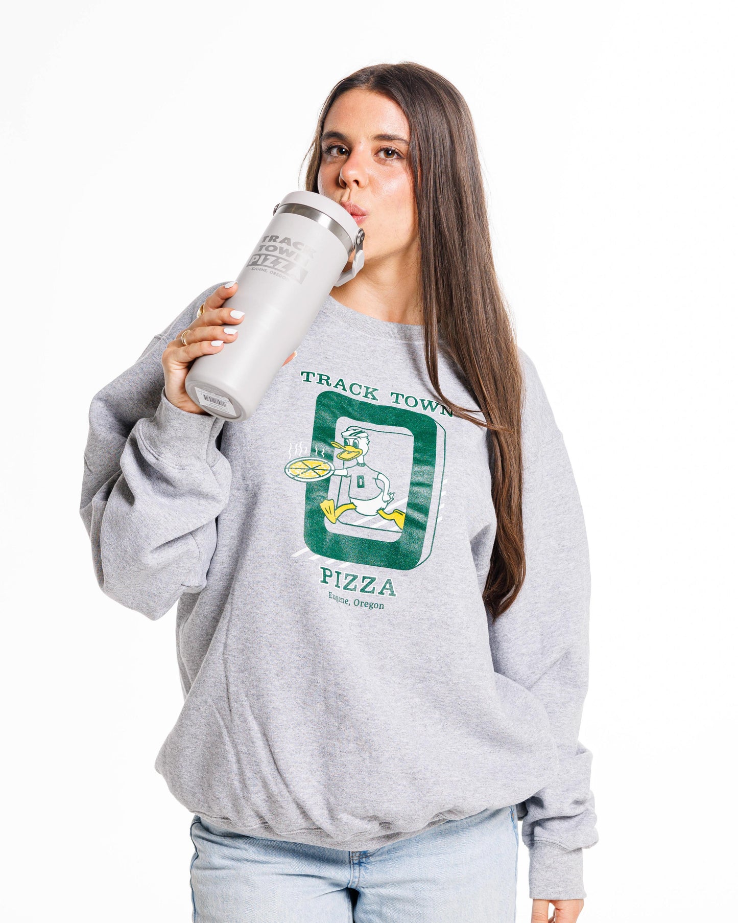 Port & Company Fleece Crewneck Sweatshirt - Athletic Heather Retro Logo
