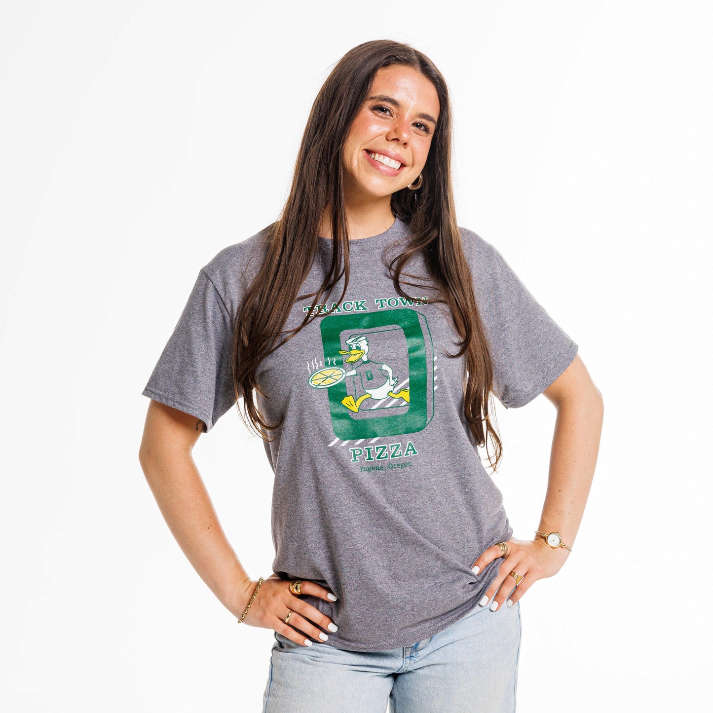 Port & Company Cotton Tee - Graphite Heather Retro Logo